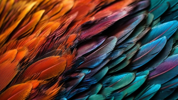 Les plumes d'un oiseau sont colorées et les plumes sont colorées.