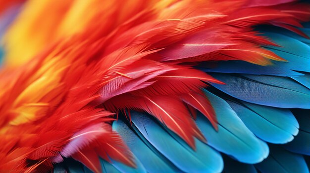 Les plumes de perroquet rouge vibrant