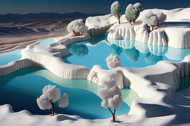 Le plus bel endroit de Pamukkale Turquie réaliste Generative Ai