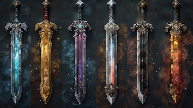 Les plus belles épées de fantaisie en 3D Illustrations numériques