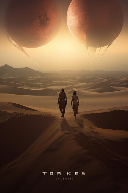 Photo la plus dynamique et intéressante bande-annonce cinématographique de dune d'arrakis avec vue du ciel