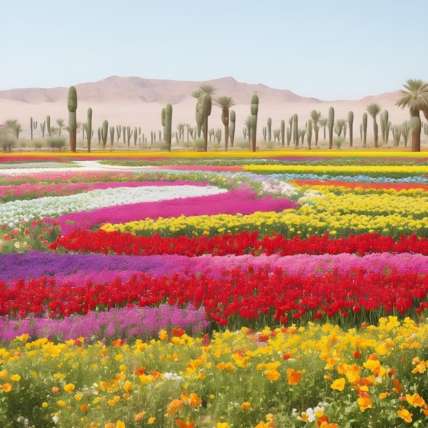 Le plus grand jardin de fleurs du monde fleurit un beau jardin image colorée AI générer une image