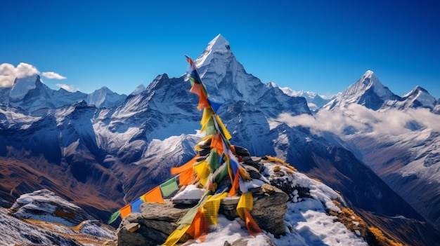 Le plus merveilleux coucher de soleil sur l'Everest image de papier peint numérique Ai généré de l'art