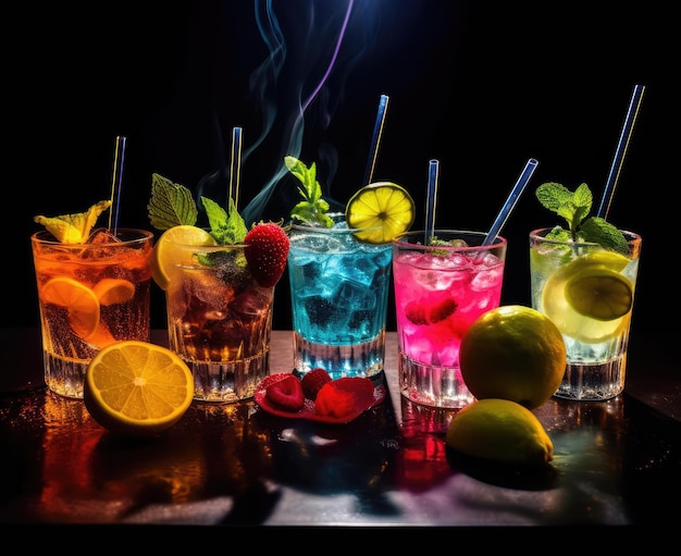 Plusieurs cocktails colorés