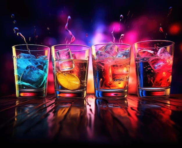 Plusieurs cocktails colorés