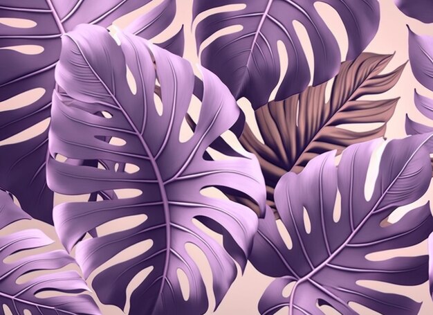 Plusieurs feuilles de monstera violettes