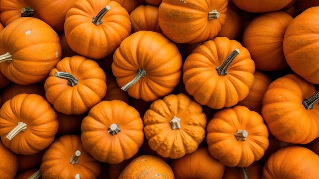 Plusieurs mini citrouilles au marché de producteurs en plein air