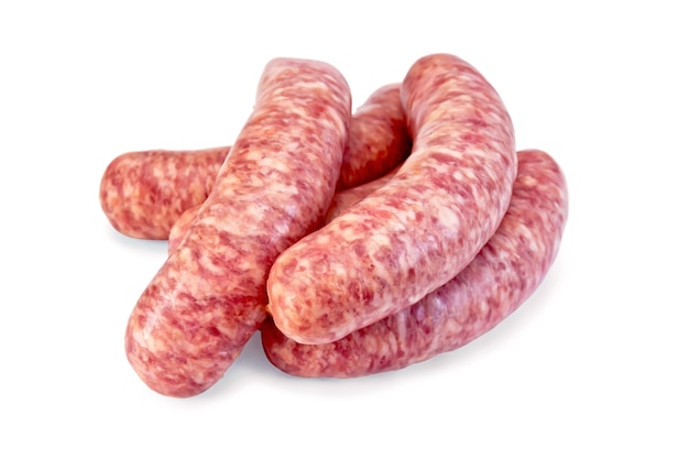 Plusieurs saucisses de porc isolées