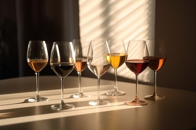 plusieurs verres de vin de différentes variétés