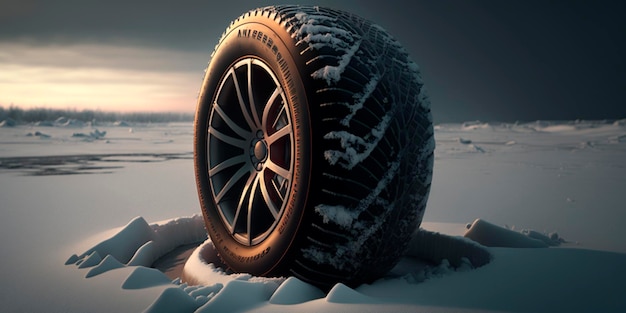 Un pneu d'hiver dans la neige