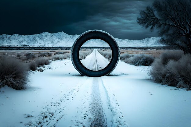 Pneu d'hiver sur glace Réseau de neurones généré par l'IA