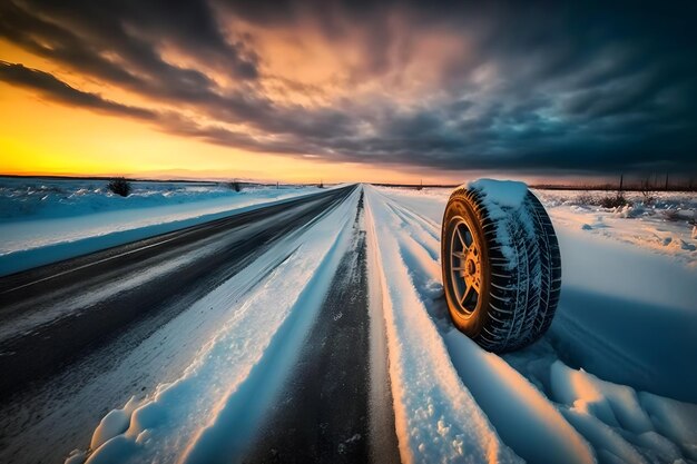 Pneu d'hiver sur glace Réseau de neurones généré par l'IA