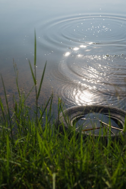 Les pneus ont été laissés dans le lac