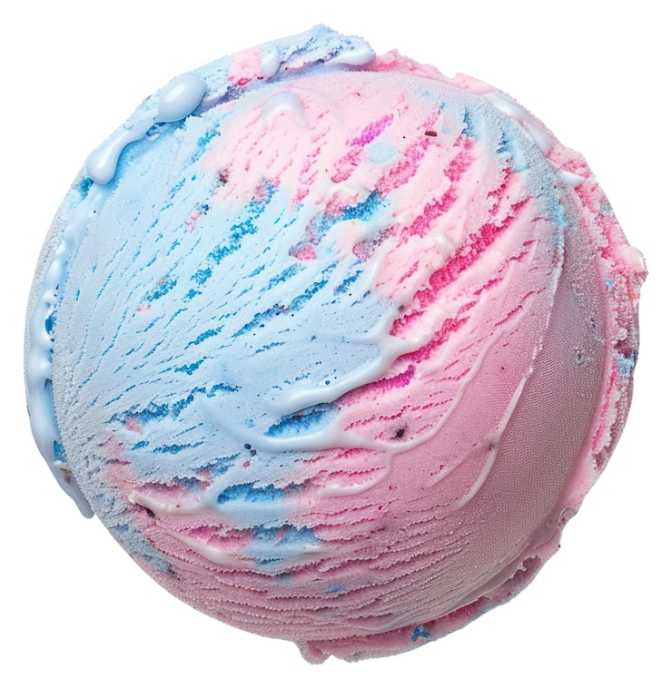 Photo png boule de crème glacée tourbillonnante colorée