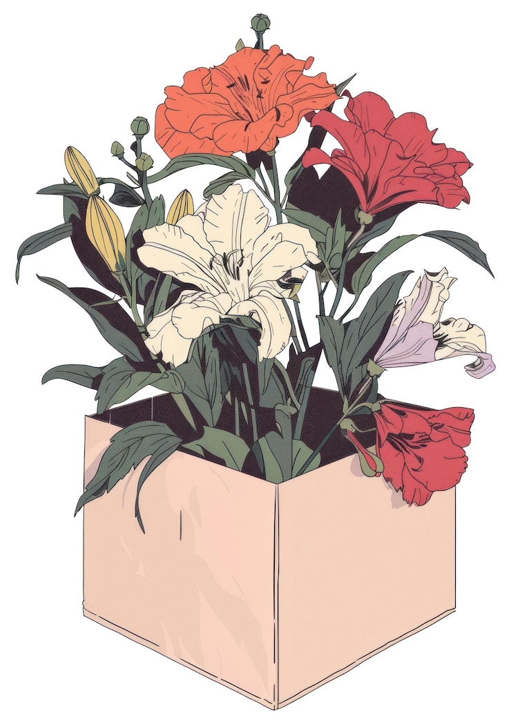 Photo png dessin de fleurs vase de plante d'art