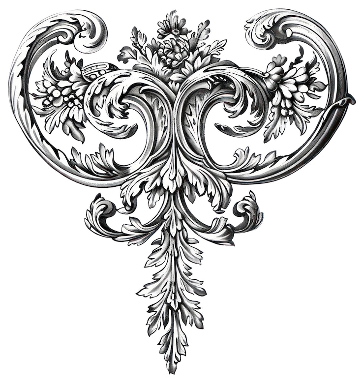 Photo png des dessins ornementaux floraux vintage intricats
