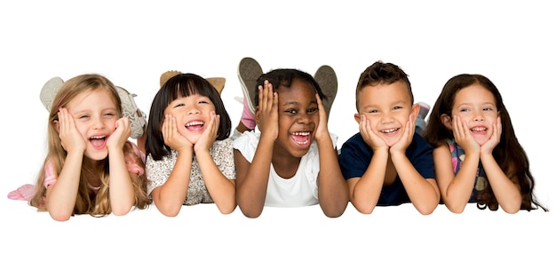 Png divers enfants joyeux autocollant fond transparent