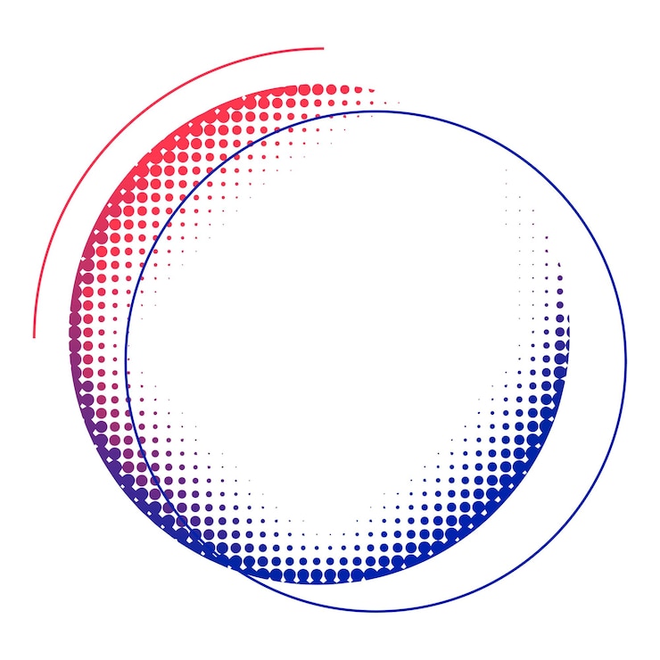 Photo png élément de cercle abstrait à demi-ton coloré fond transparent