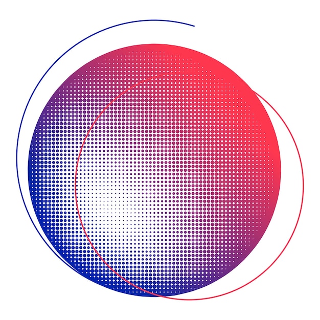 Png élément de cercle abstrait à demi-ton coloré fond transparent