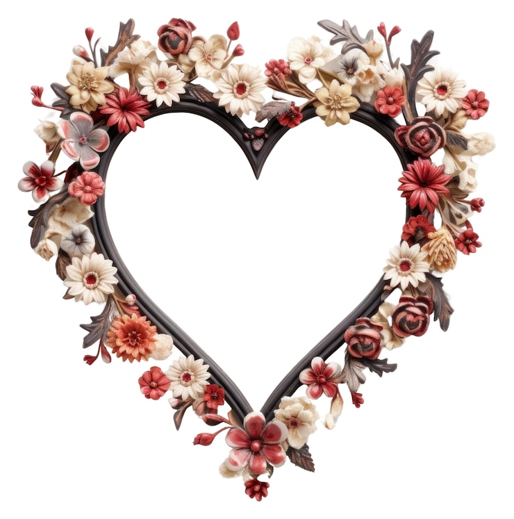 Photo png floral heart cadre de conception de bijoux vintage cœur de fleur