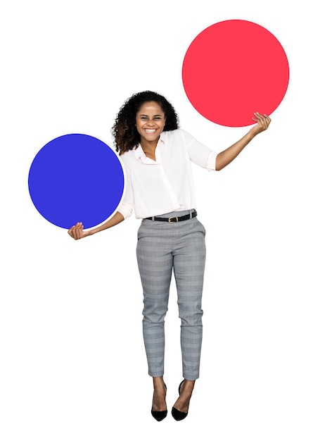 Png Jeune femme avec des cercles blancs à fond transparent