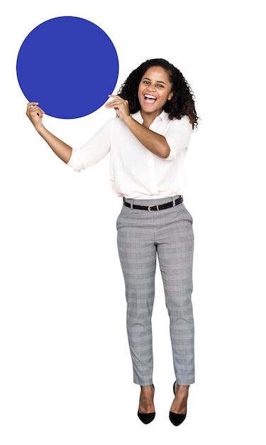 Png Jeune femme avec des cercles blancs à fond transparent