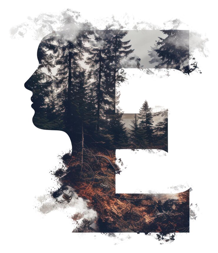 Photo png lettre e en plein air forêt naturelle