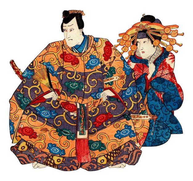 Png Sato Norikiyo Nyudo Saigo Yoshinaka fond transparent imprimé sur bois ukiyoe japonais par Utagawa Kuniyoshi Remixé par rawpixel
