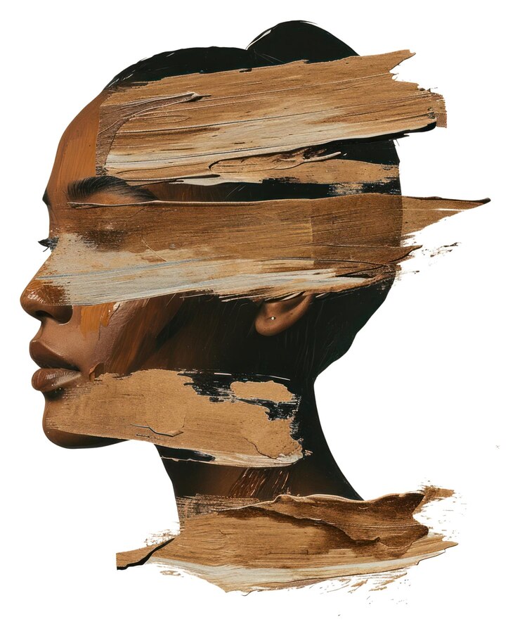 Photo png une sculpture de portrait avec un coup de pinceau brun peinture d'art adulte