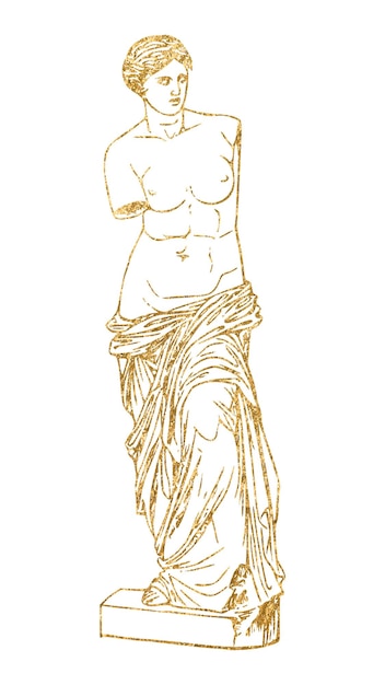Png statue de déesse grecque nue autocollant illustration esthétique fond transparent