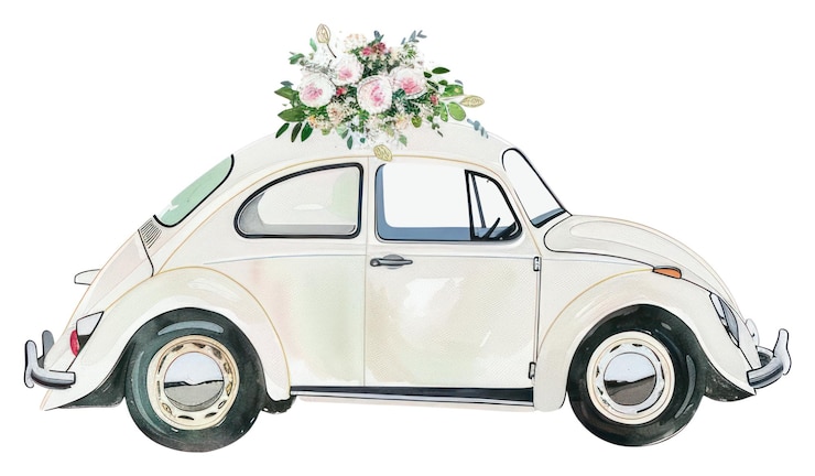 Photo png voiture de mariage blanche transport de fleurs automobile