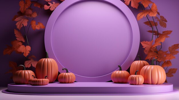 Podium 3D avec fond abstrait minimaliste sur le thème d'Halloween IA générative