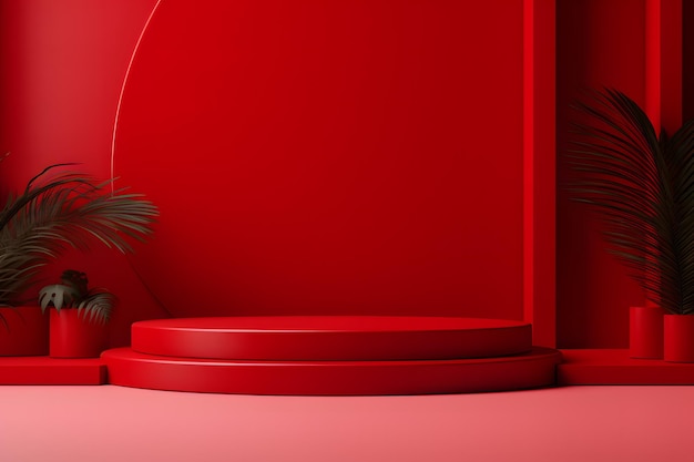 Photo le podium 3d minimaliste rouge