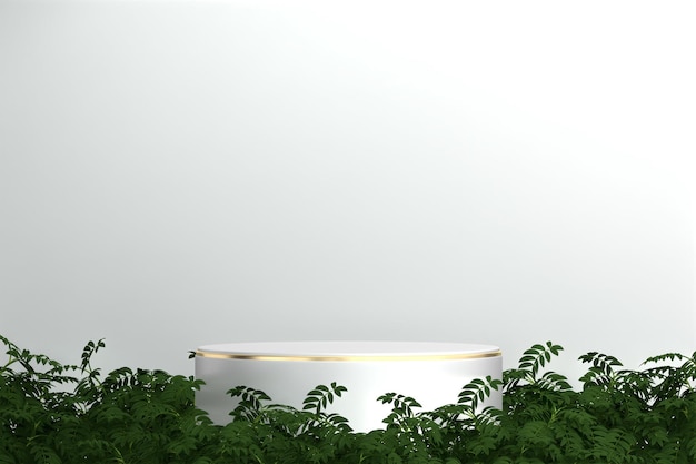 Podium abstrait blanc géométrique minimal et rendu gold3D