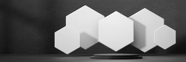 Podium abstrait avec plate-forme hexagonale pour la publicité produit et commerciale