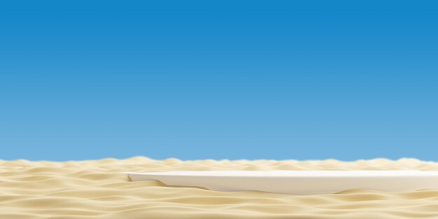 Podium sur l'affichage du produit de plage de sable Rendu 3D d'été minimal