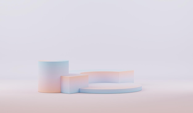 Podium d'affichage de produit avec boîte de cube et rendu 3d abstrait de fond rose corail pastel