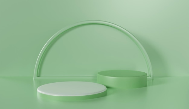 Podium d'affichage de produits décoré avec fond vert