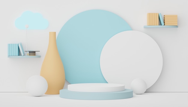 Podium d'affichage de rendu 3D pour la présentation des produits et des cosmétiques. Scène minimale pour la publicité.