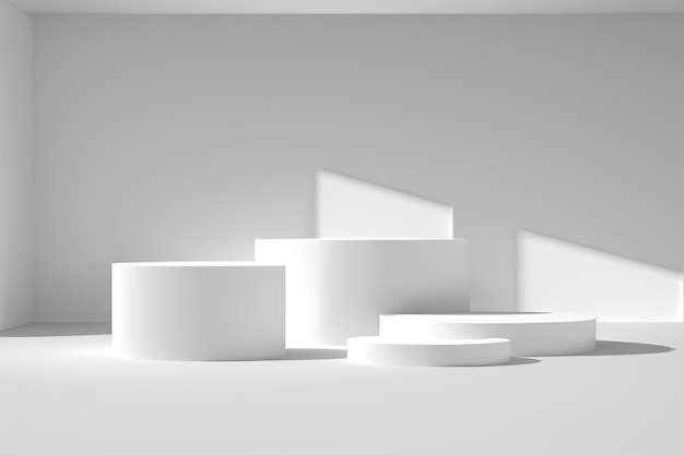 Un podium blanc avec une base blanche et le mot stage dessus.