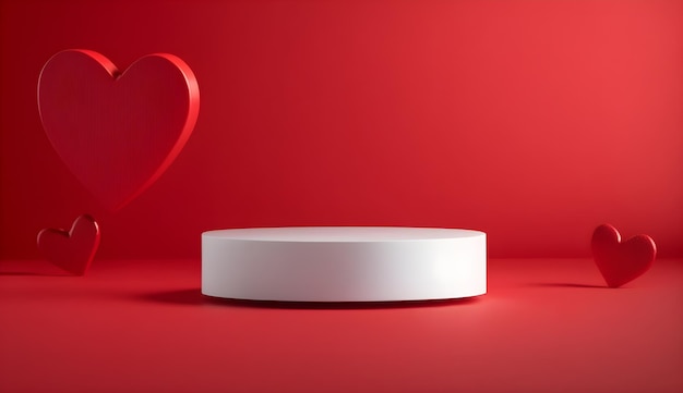 Un podium blanc avec un coeur rouge au milieu.