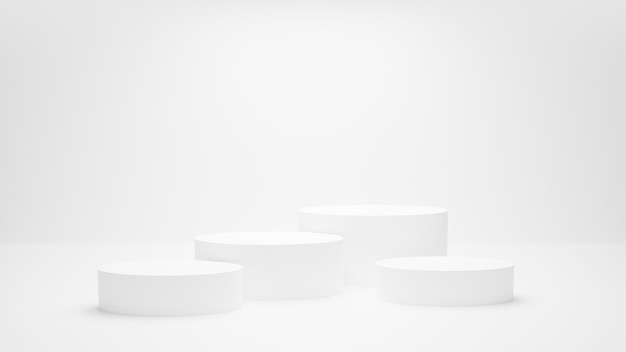 Podium blanc ou plate-forme de cercle blanc sur l'éclairage lumineux du Studio, image de rendu 3D.