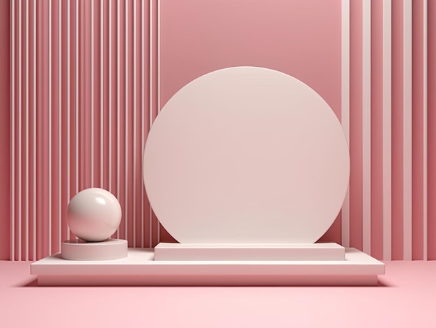 Podium blanc rose géométrique 3d pour le placement de produit avec fond