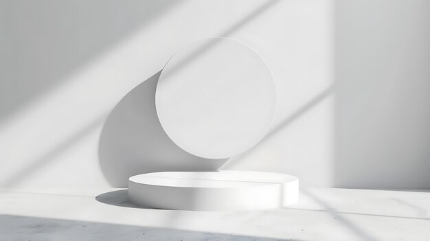 Photo podium blanc avec toile de fond ronde pour la présentation de produits en 3d