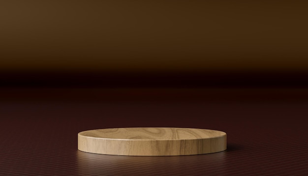 Podium en bois naturel sur fond marron avec ombre Vitrine pour produits cosmétiques produits montres à cigares whisky Scène pour produits montrant dans un style éco-minimaliste