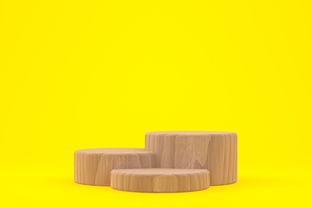 Podium en bois rendu 3d minimal ou présentation du produit stand