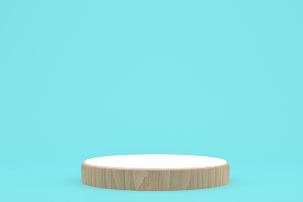 Podium en bois rendu 3d minimal ou support de produit pour la présentation de produits cosmétiques