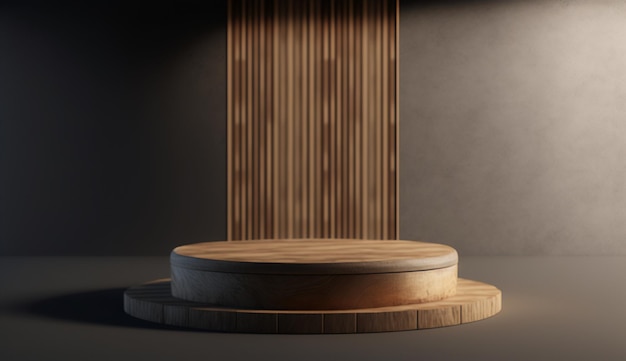 Le podium en bois respire l'authenticité et l'artisanat incarnant la beauté des matériaux naturels