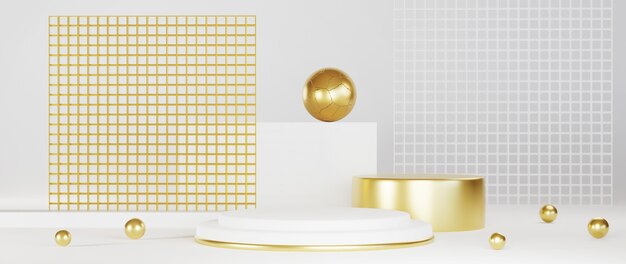 Podium de boîte de cylindre de conception blanche de luxe minimal dans le fond de mur de béton blanc. Afficher la vitrine de la plate-forme de scène, le produit, la présentation, le cosmétique. Rendu 3D