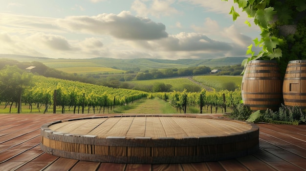 Photo le podium de la cave rustique la sérénité du vignoble